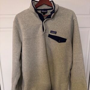 Patagonia XL Lightweight Synchilla Pullover | Oatmeal Heather w/Smolder Blue